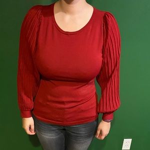 Bright red, balloon sleeve blouse